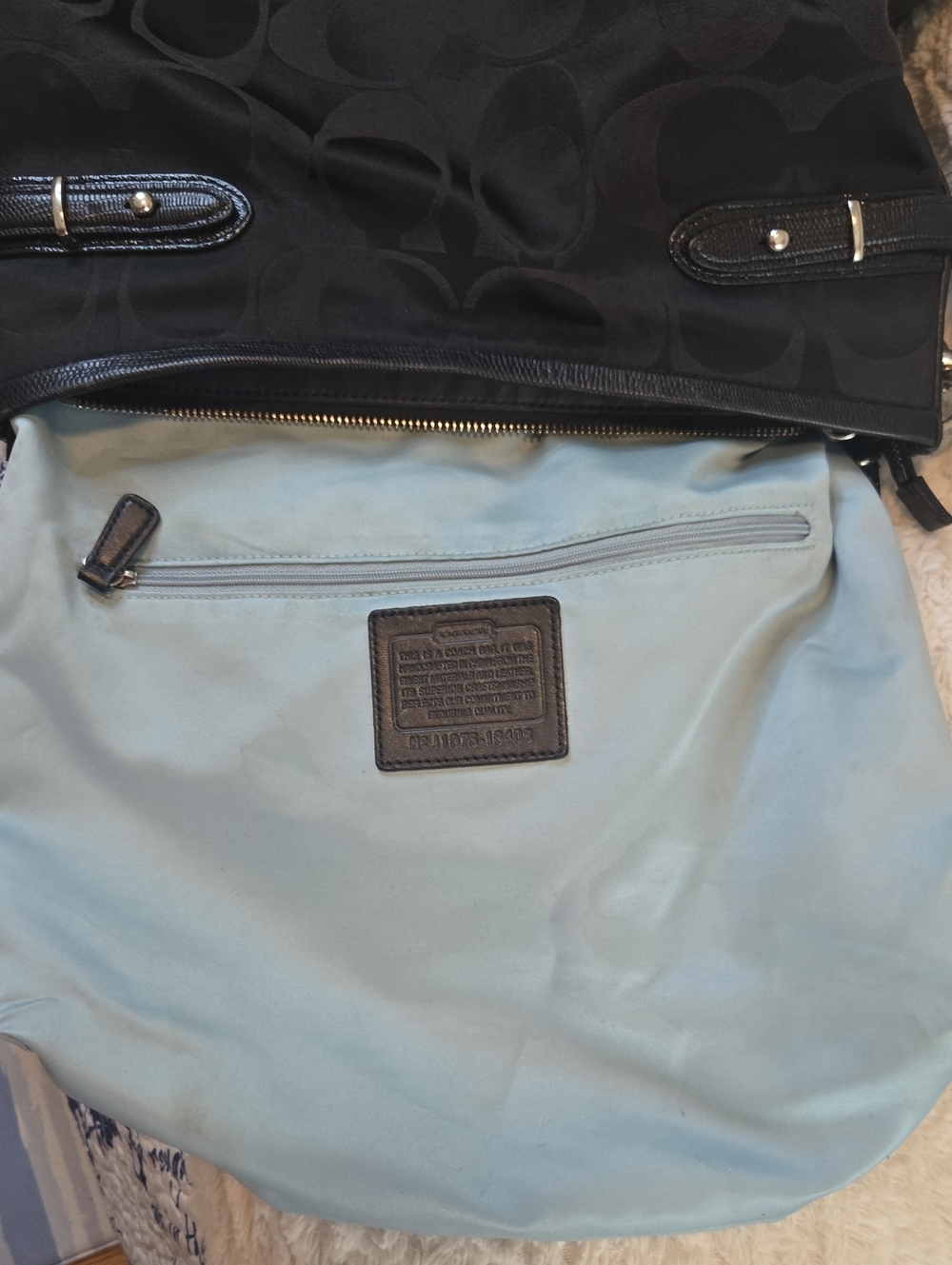 Coach Black Signature Hobo Shoulder Bag with Silver Hardware LIKE NEW CONDITION - Picture 8 of 10